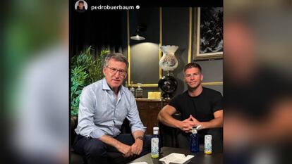 Foto con Alberto Núñez Feijóo con la que el 'influencer' Pedro Buerbaum anuncia la entrevista con él en sus redes sociales.