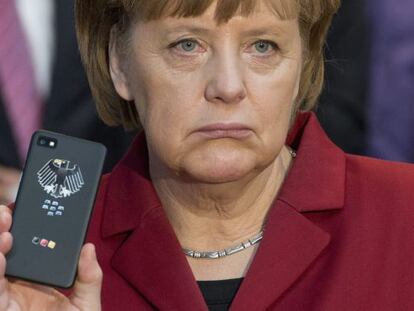 La canciller alemana, Angela Merkel, en la feria de electrónica CeBIT en Hanover, en marzo de 2013.