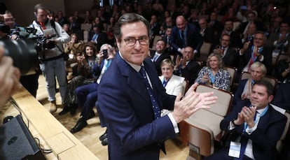 El presidente de CEOE, Antonio Garamendi, tras su victoria en las últimas elecciones de la patronal. 