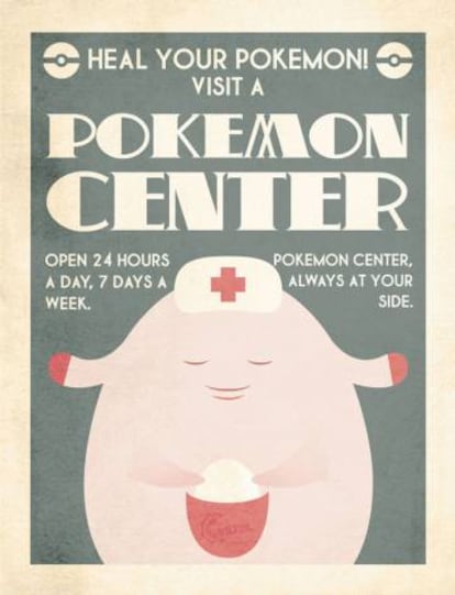 Un póster del 'Pokémon Center', el lugar virtual donde se sana a los pokémon.