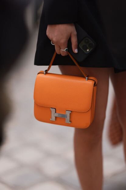 There is no more recognizable orange on the planet than the one on Hermès’s boxes, which the firm sometimes also uses in its accessories.

 