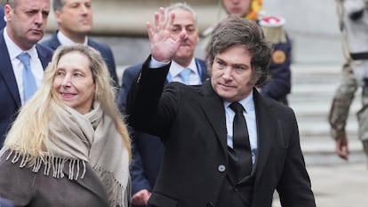 Karina y Javier Milei en Buenos Aires, Argentina, el 25 de mayo de 2025.