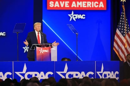 Donald Trump, during his speech at the Conservative Political Action Conference (CPAC) held in Dallas (Texas).