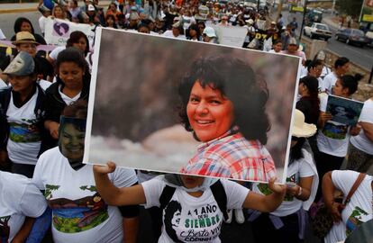 Manifestación en Tegucigalpa en recuerdo de Berta Cáceres.