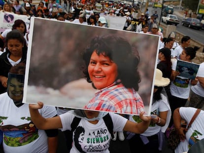 Manifestación en Tegucigalpa en recuerdo de Berta Cáceres.