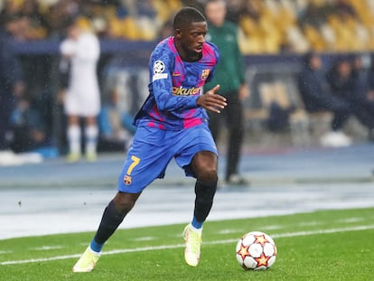 Dembélé durante el partido contra el Dinamo de Kiev en Champions.