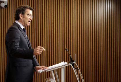 Feij&oacute;o durante la rueda de prensa 