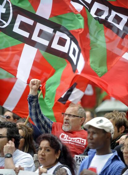 Bilbao, Espa&ntilde;a. Los sindicatos UGT y CCOO han convocado este a&ntilde;o la manifestaci&oacute;n del 1 de mayo en la capital vizca&iacute;na.