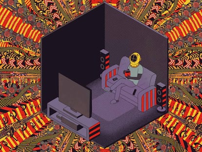 Sofá, manta, internet y coronavirus