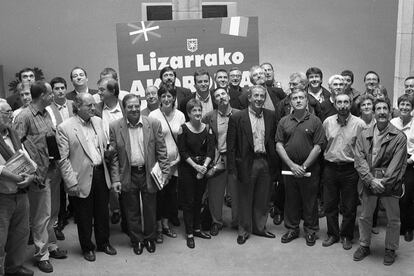 19 de septiembre de 1998. Acto de la firma del Acuerdo de Lizarra (Estella) entre los partidos nacionalistas vascos.