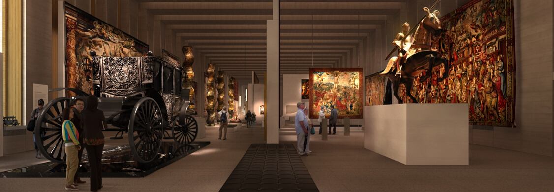 Recreación por ordenador de una de las galerías de las Colecciones Reales, en imagen cedida por Patrimonio Nacional.