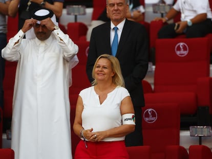 Nancy Faeser, ministra alemana del Interior, en el palco durante el Alemania-Japón, el miércoles en Doha.