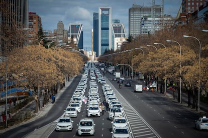 Protesta de taxistas hace dos años en Madrid contra un decreto del Gobierno regional.