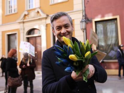 Robert Biedron, en la manifestación del día de la Mujer.