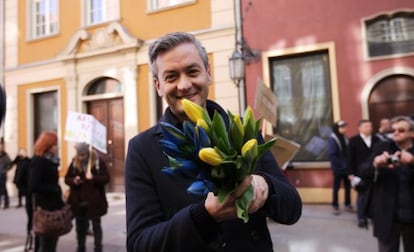 Robert Biedron, en la manifestación del día de la Mujer.