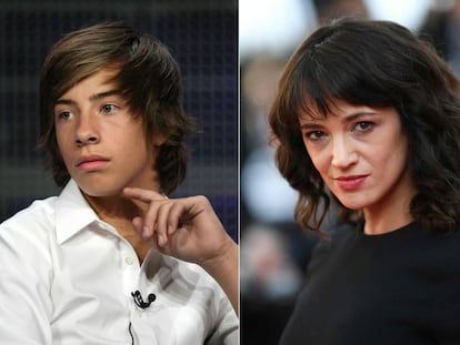 Jimmy Bennett, a la izquierda, y Asia Argento.