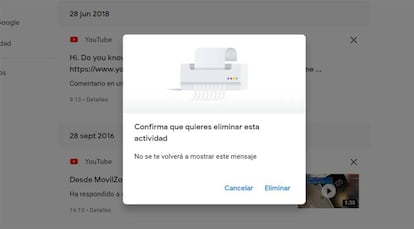 Eliminar comentario en YouTube