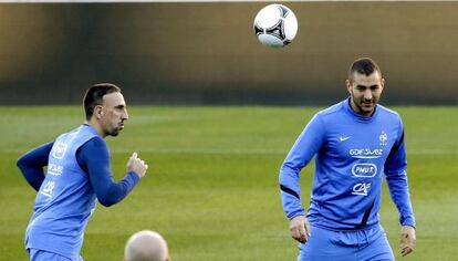 Ribéry y Benzema, ayer en el Calderón.