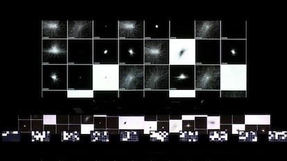 En la obra 'Supersymmetry' de Ryoji Ikeda (Gifu, 1966) se plantea preguntas sobre los límites entre la música y las artes visuales a su vez que se inspira y explora las matemáticas, la mecánica cuántica y la lógica. El japonés que también empezó en los noventa tocando música en clubes, hace una exploración en profundidad sobre las sinergias entre el arte y la ciencia.