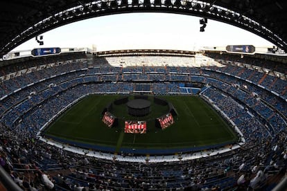 Interior del estadio Santiago Bernabéu, antes del inicio de la Final de la Champions League.