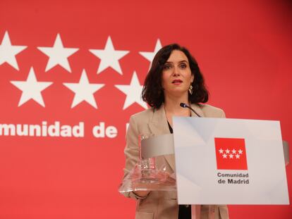Isabel Díaz Ayuso, este miércoles en la Real Casa de Correos, sede del Gobierno de la Comunidad de Madrid.