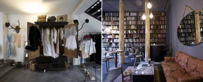 A la izquierda, la sección de moda. A la derecha, la librería, donde se pueden comprar libros de segunda mano o leerlos tomando un café.