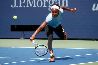 Coca Gauff, training at Flushing Meadows.