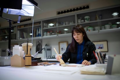 Minako Wada, el viernes, en su estudio en el Prado.