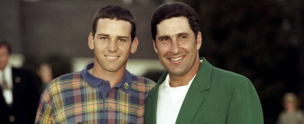 Sergio García junto a José María Olazábal, en 1999, cuando este ganó su segundo Masters de Augusta.