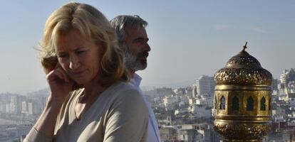 Ana Duato junto a Imanol Arias, durante el rodaje en T&aacute;nger, Marruecos.