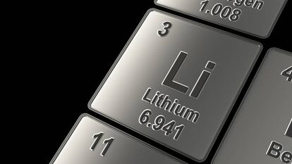 El litio en la tabla periódica de los elementos.