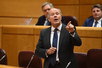 El ministro de Justicia, Juan Carlos Campo, durante la sesión de control en el Senado, este martes en Madrid.