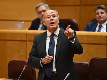 El ministro de Justicia, Juan Carlos Campo, durante la sesión de control en el Senado, este martes en Madrid.