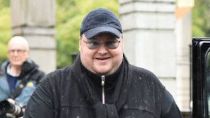 Dotcom, tras salir del Alto Tribunal de Auckland, hoy 29 de agosto.