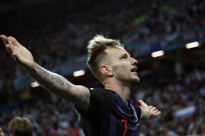 Rakitic celebra su gol frente a Argentina, el pasado jueves.