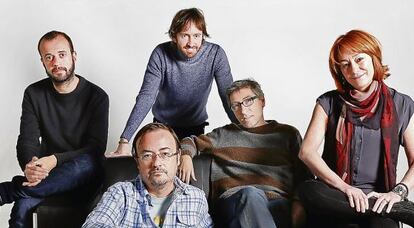 From left to right: Franco, Martín Cuenca, Sánchez Arévalo, Trueba and Gracia Querejeta.