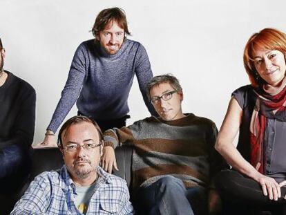 From left to right: Franco, Mart&iacute;n Cuenca, S&aacute;nchez Ar&eacute;valo, Trueba and Gracia Querejeta. 