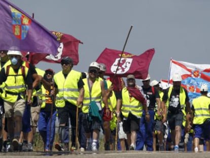 Un grupo de mineros en la &#039;marcha negra&#039;.