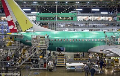 Línea de ensamblaje de Boeing en Renton, Washington