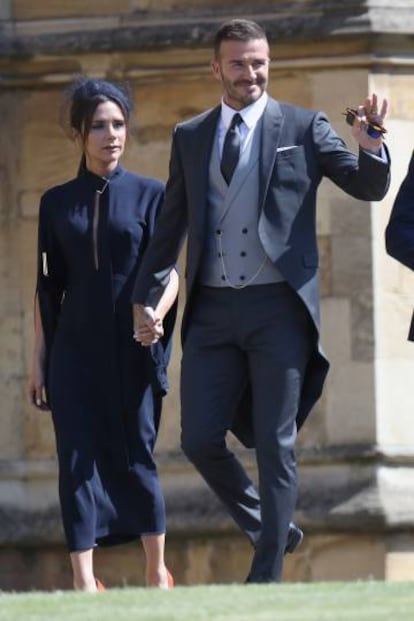 Victoria y David Beckham en la boda de Enrique y Meghan.