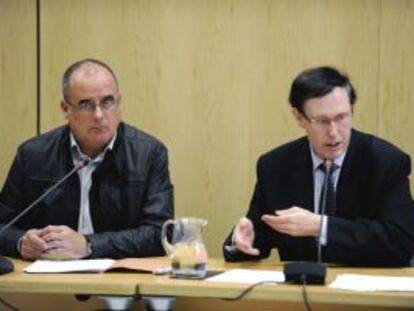 Joseba Egibar y Ricardo Gatzagaetxebarria, en una rueda de prensa durante la pasada legislatura