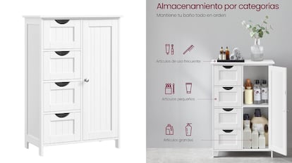 Se trata de un mueble muy sólido y también estable que tiene un diseño minimalista y un elegante color blanco.