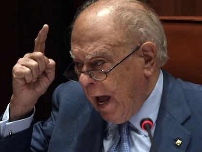 Jordi Pujol, durante su intervención este viernes en el Parlamento catalán.