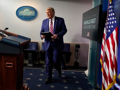 Donald Trump na entrevista coletiva da sexta-feira passada.