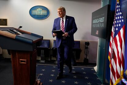 Donald Trump na entrevista coletiva da sexta-feira passada.