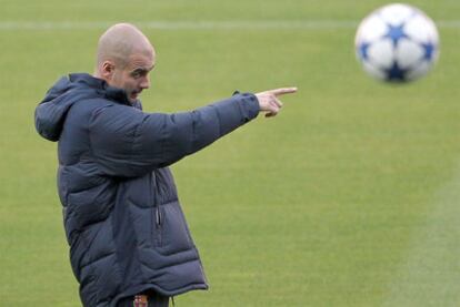 Guardiola, en la sesión azulgrana de ayer.