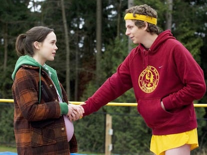 Atores Ellen Page e Michael Cera, em uma cena de Juno