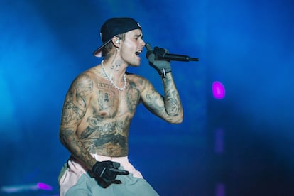 Justin Bieber durante un concierto en Budapest en 2022.