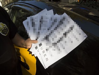 A Barcelona taxi association shows its own "census" of Uber drivers.