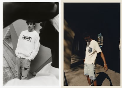 En la imagen camiseta blanca con detalle de bandana (12,99 euros), vaquero loose (35,99 euros) y bermuda con detalle paisley (25,99 euros), todo de Pull&Bear.